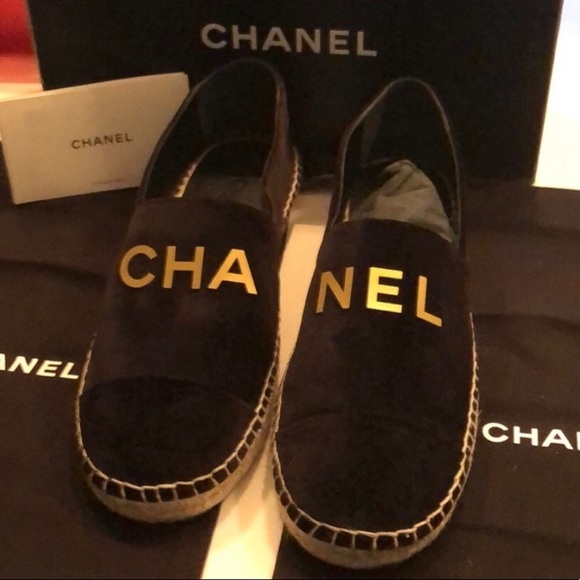 chanel gold espadrilles